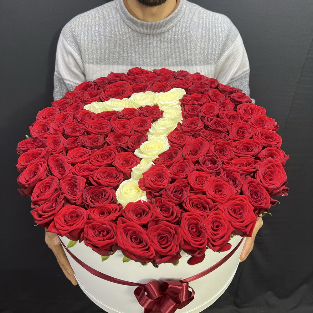 🌹101 КРУПНАЯ РОЗА В КОРОБКЕ С ЛЮБОЙ ЦИФРОЙ🌹