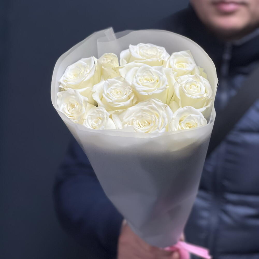 БУКЕТ ИЗ 11 КРУПНЫХ БЕЛЫХ РОЗ